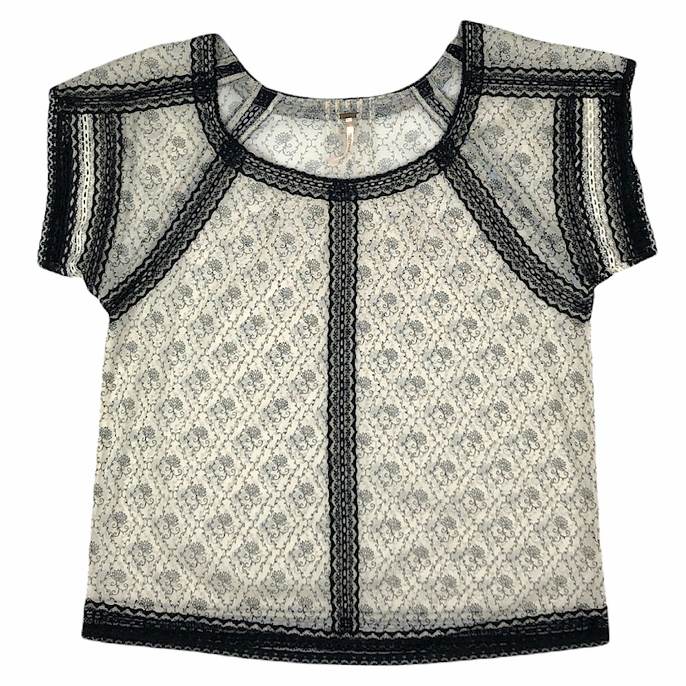 Free People Lotus Print Lace Top